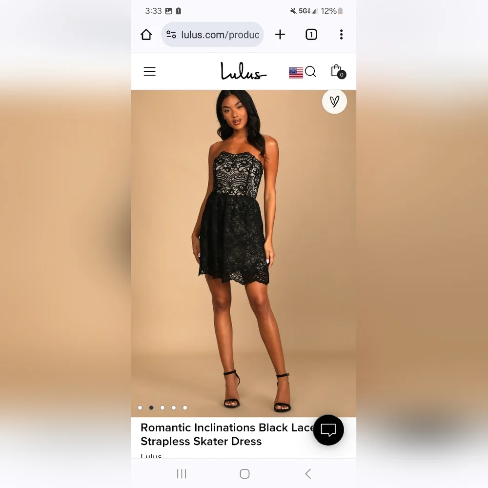 NWT Lulu's Black Lace Strapless Dress - Picture 5 of 7